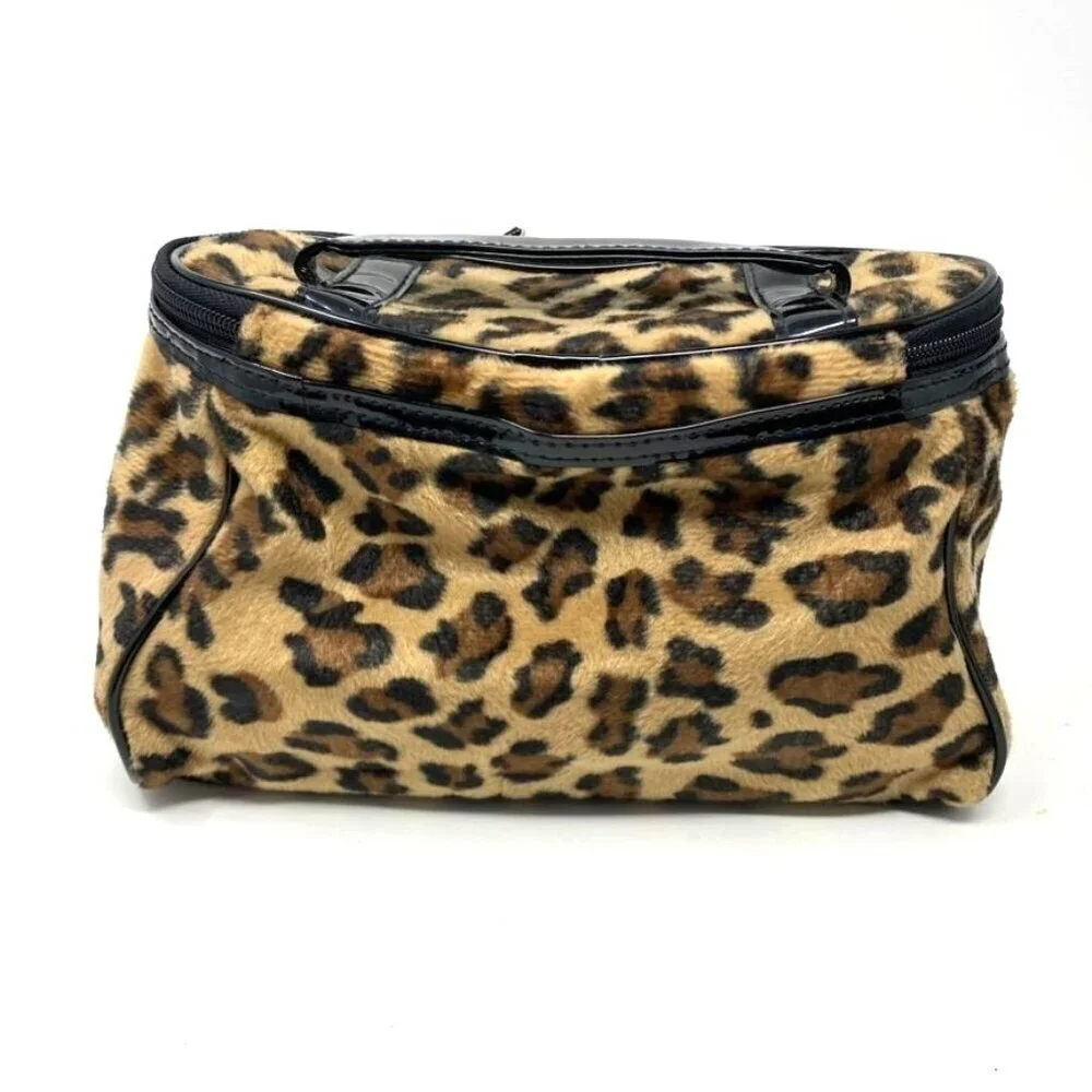 Lancome Animal Print Top Zip Makeup Cosmetic Bag Travel Storage NWOT